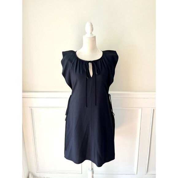 Chloe Navy Blue Side Tie Keyhole Dress 36 - Picture 4 of 6